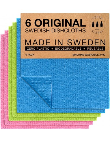 SUPERSCANDI | Bayeta Sueca Super Absorbente, Reutilizable Y Ecologica | Paños De Cocina Biodegradables De Celulosa Y Algodón |