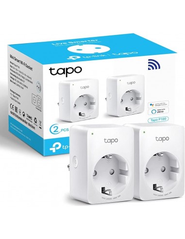 TP-Link Tapo P100 (2-Pack) - Mini Enchufe Inteligente Wi-Fi, óptimo para programar el encendido/apagado y ahorrar energía, no