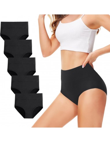 TUUHAW Braguita de Talle Alto Algodón para Mujer Pack de 5 Culotte Bragas de Cintura Alta Cómodo Talla…