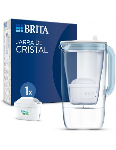 BRITA Jarra de cristal azul (2,5L) incluye 1 cartucho de filtro de agua BRITA MAXTRA PRO All-in-1 - con LED inteligente, reduce