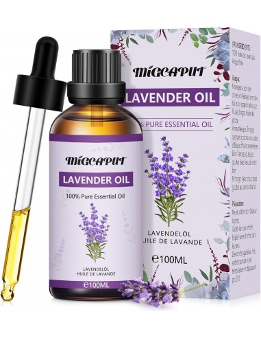 MIGCAPUT Aceite Esencial de Lavanda 100ML, 100% Puro Natural Aceites Esenciales de Aromaterapia de Grado Terapéutico para