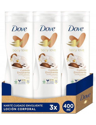 Dove Crema Hidratante Corporal con Manteca de Katiré y Vainilla para Piel Seca, Pack de 3 x 400 ml