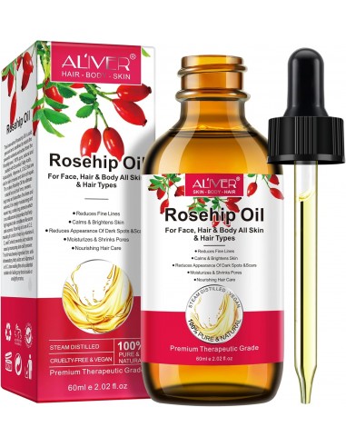 Aceite de Rosa Mosqueta,60ML,100 puro,para Cicatrices y Estrías, usado como Hidratante para Cuerpo y Piel,Arrugas