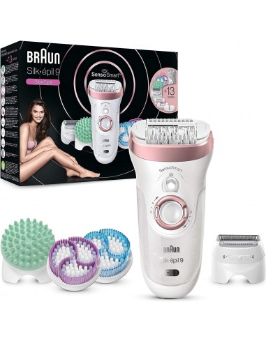 Braun Silk-épil 9 Depiladora Eléctrica Mujer, SkinSpa con Tecnologí­a SensoSmart y 13 Accesorios, Exfolia, Masajea, Afeita y