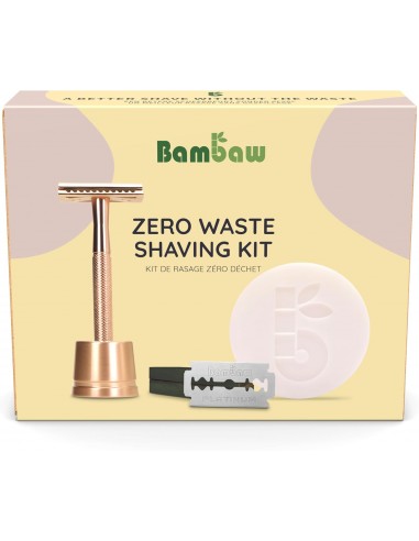 Bambaw Kit de Afeitado para Mujer – Maquinilla de Afeitar Clasica con Soporte Afeitado, 10 Hojas de Afeitar y Jabón Afeitar de