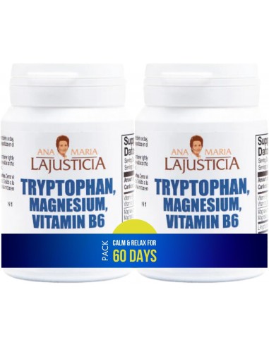 Ana Maria Lajusticia – PACK Triptófano con magnesio + VIT B6 – 120 comprimidos. Reduce la ansiedad, el cansancio y regula el