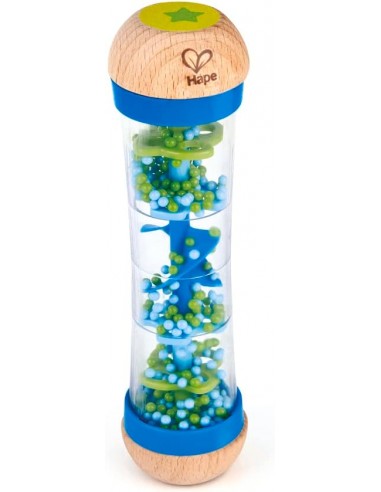 Hape Rainmaker , Mini Rattle Wooden Rainmaker Toy, Blue