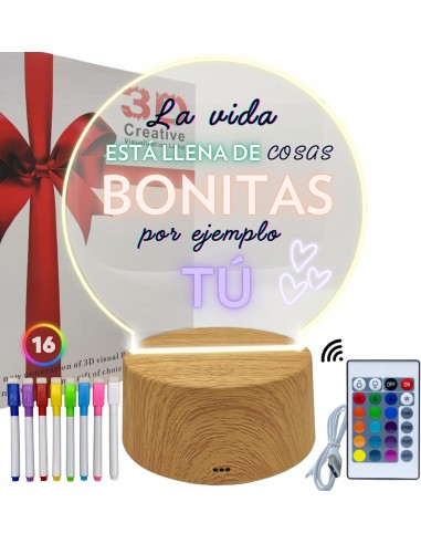 Lampara mesita Noche Led Personalizable 16 Colores, Regalos Originales Para Mujer, Regalo Amiga cumpleaños especial, Regalo