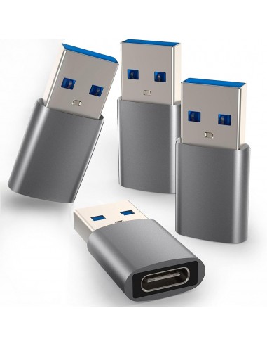 Gulemfy Adaptador USB C a USB 3.0, 4 Pack, Adaptador USB C Hembra a USB Macho Compatible con iPhone 15/14/13/12, Samsung Galaxy