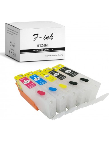 F-ink Cartuchos de tinta recargables vacÃ­os compatibles con 550XL 551XL o PGI-550 CLI-551, cartuchos de tinta de 5 colores