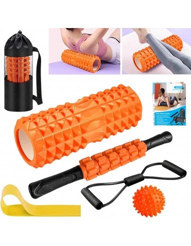 Rodillo Masaje Muscular, Qveetry 6en1 Rodillos de Espuma con Palos de Masaje, Bolas de Masaje, Foam Roller para Rodillos de