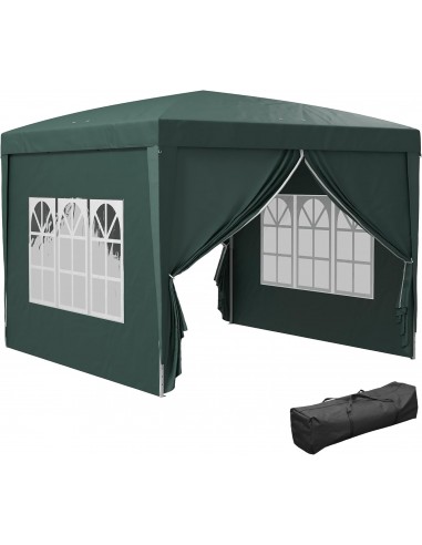 Outsunny Carpa Plegable con 4 Paredes Desmontables 3x3 m Cenador de JardÃ­n Gazebo Impermeable ProtecciÃ³n UV y Bolsa de