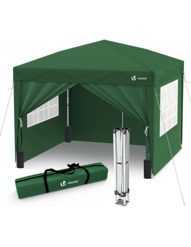 VOUNOT Carpa Plegable Gazebo 3x3m con 4 Paredes y 4 Bolsas de Arena, Cenador PabellÃ³n de JardÃ­n para Camping, Fiestas,