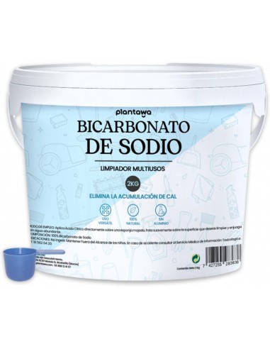 Plantawa Bicarbonato de Sodio Limpieza 2kg | Bicarbonato para limpieza en Casa. Multiusos: Quitamanchas, Blanqueante y Elimina