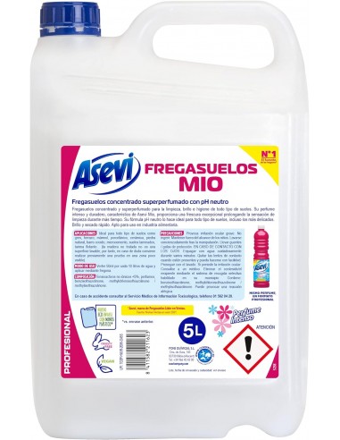 Asevi - Fregasuelos Asevi Mio - Fregasuelos perfumado duradero - Concentrado - PH Neutro - Aroma Floral - 5 Litros