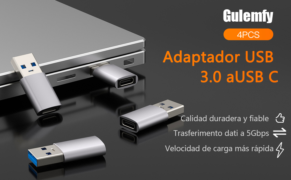 Adaptador USB C a USB 3.0, 4 Pack, Adaptador USB C Hembra a USB Macho