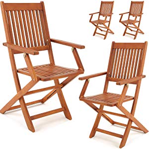 Deuba Set de 4 sillas madera de acacia robusto resistente plegables jardÃ­n terraza patio balcÃ³n