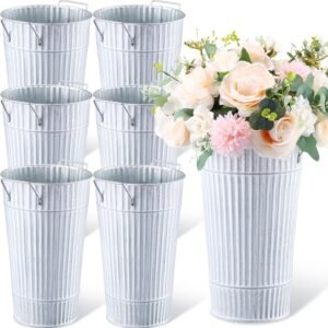 Jarrones de metal galvanizado con asa (6 uni. 30,48 cm.)