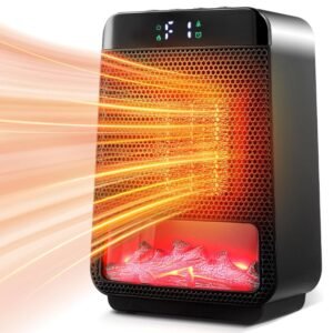 Calefactor eléctrico Bajo Consumo 1500W, 3 Modos, Temporizador, Protección Contra Sobrecalentamiento y Vuelco