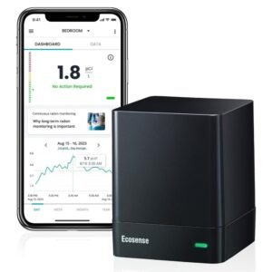 Medidor de radón Ecosense EQ100 EcoQube – Fácil de Usar, Preciso, Wi-FI, Resultados en Bq/m3