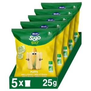 Puff Snack de Maíz y Avena (Pack de 5 x 25 g) – Cereales 100% ECO, BIO, con ingredientes de Agricultura Ecológica