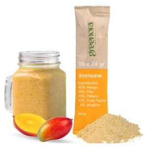 Smoothie Vegano de Fruta Liofilizada en Polvo 100% Natural 10x24g – Mango, Piña, Plátano, Fruta de la Pasión, Jengibre